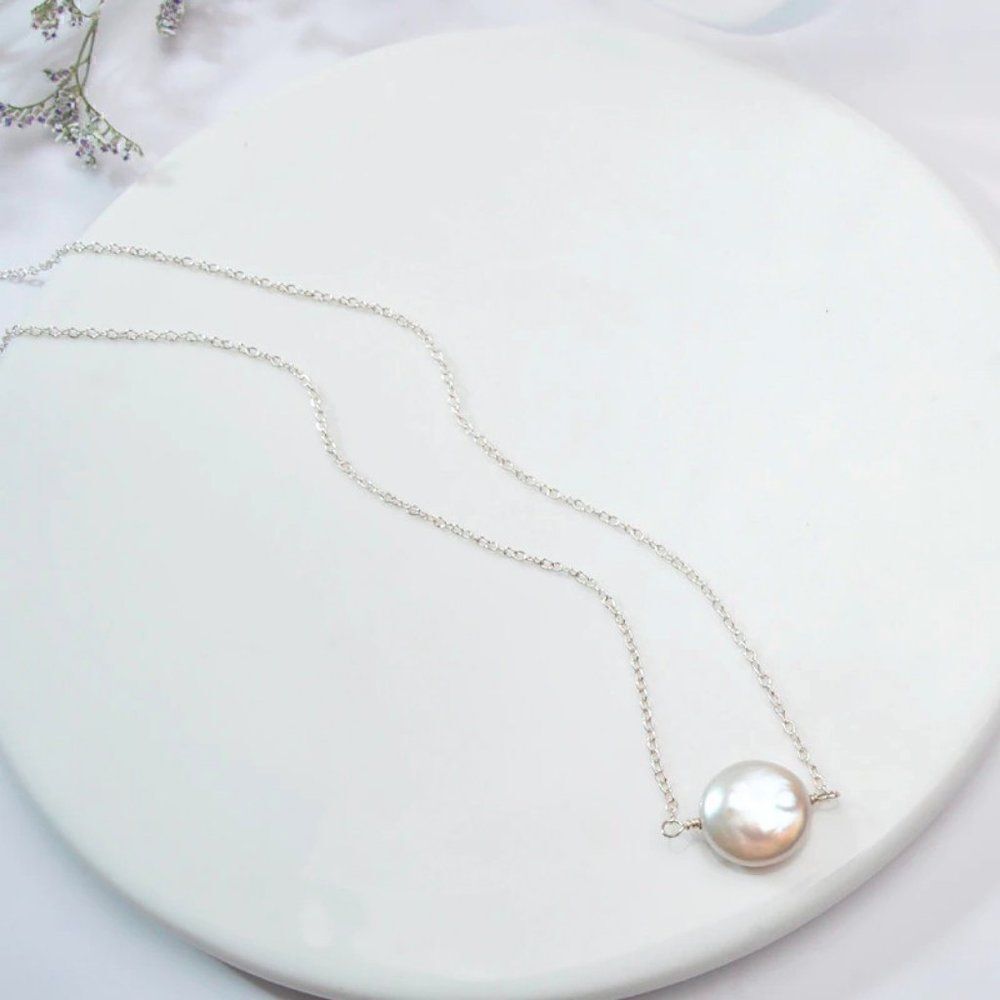 Fine Jewelry Sterling Silver Freshwater Baroque Pearl Necklace NEW WITH GIFT BAG